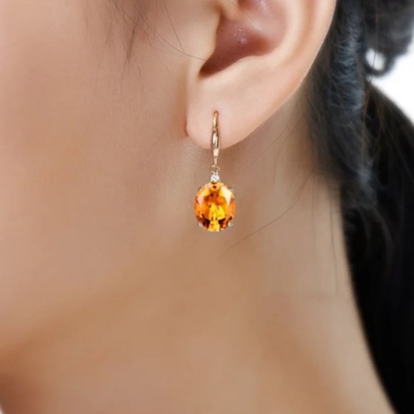 Honey Citrine - 18k Gold Finish  Handcrafted Earrings Size 1”